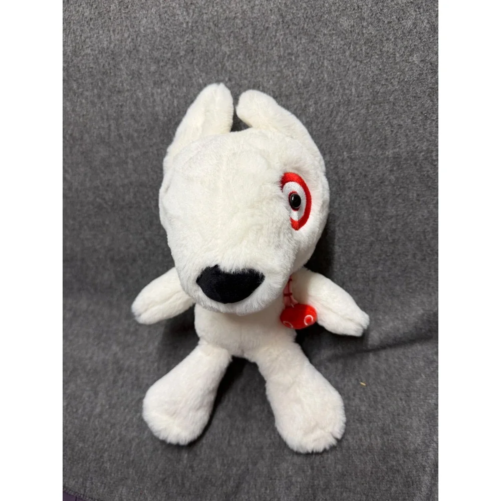 Target Bullseye Dog Plush  White Stuffed Animal w/ Ladybug  Plaid Backpack 10
